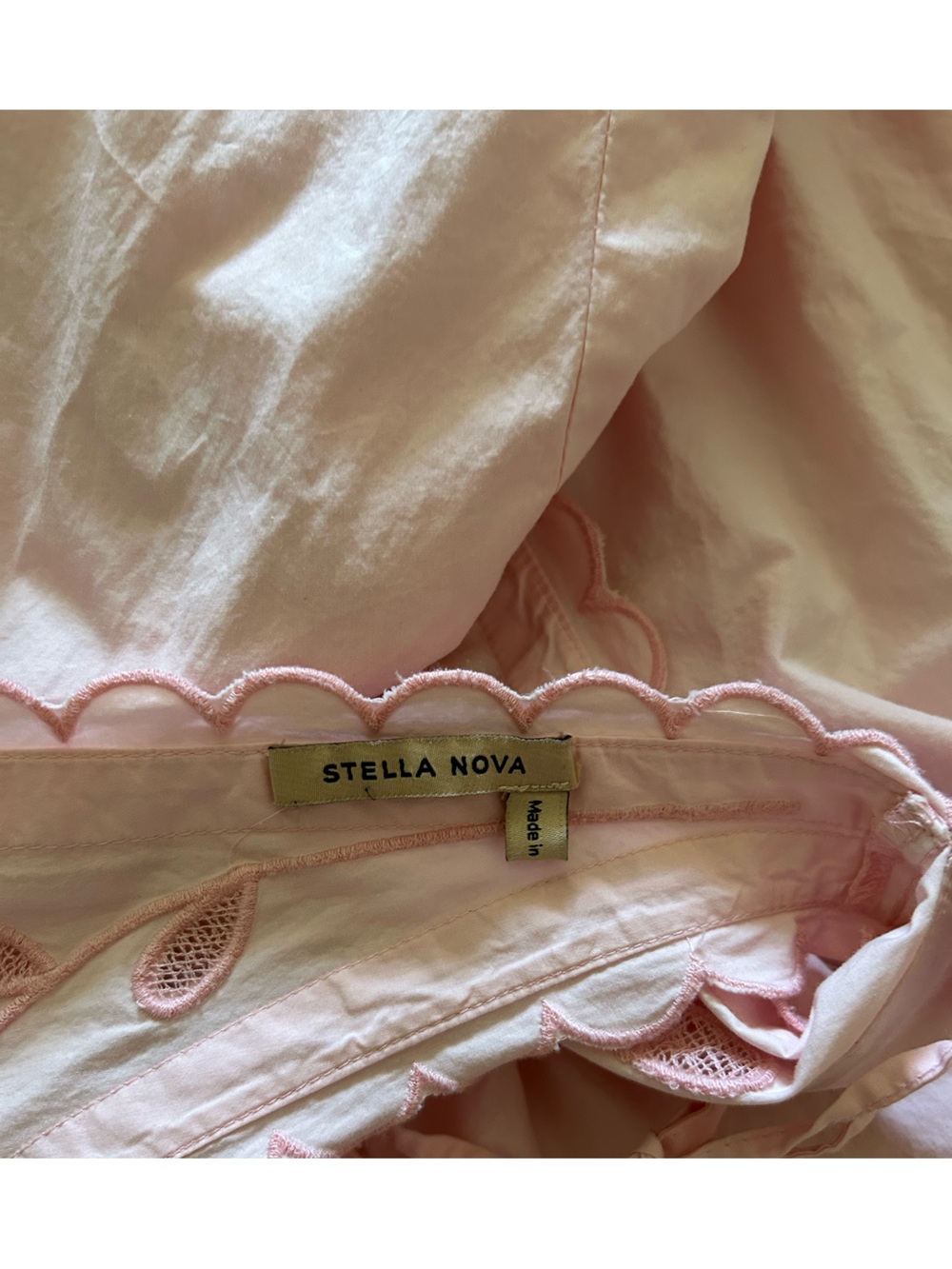 Stella Nova Anthropologie Pink Embroidered Eyelets Maci Sleeveless Dress size L - Picture 11 of 11
